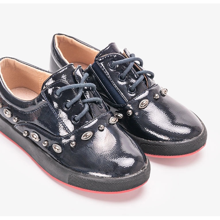 Fatna tummansininen lakattu ballerina lapsille 1