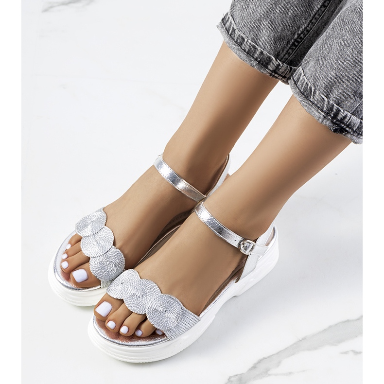 Hopeiset sandaalit Nandy-alustalla hopea 1