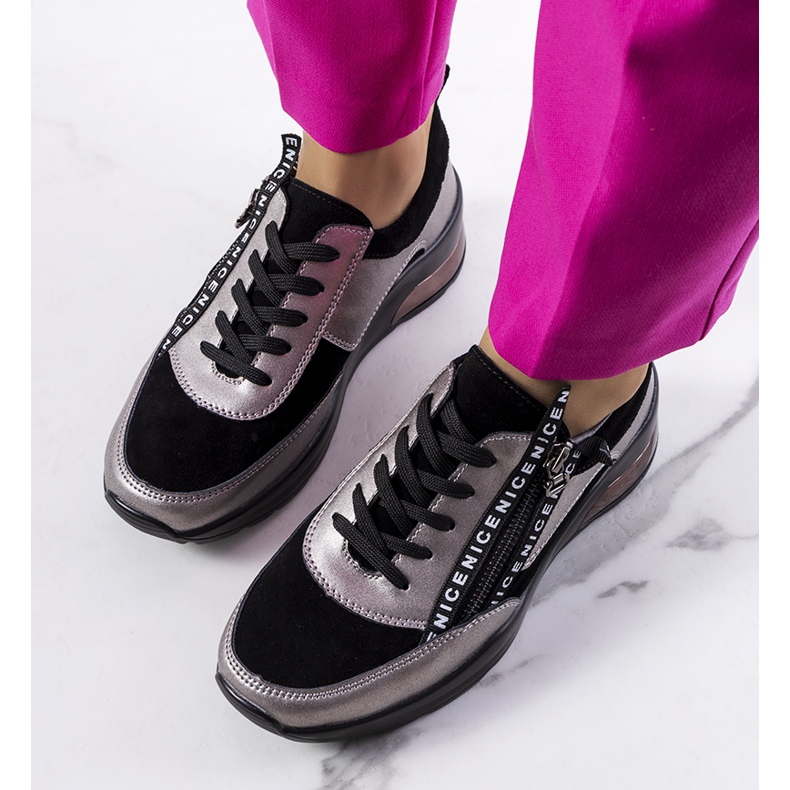 Mustat nahkaiset Belita-lenkkarit harmaa 1