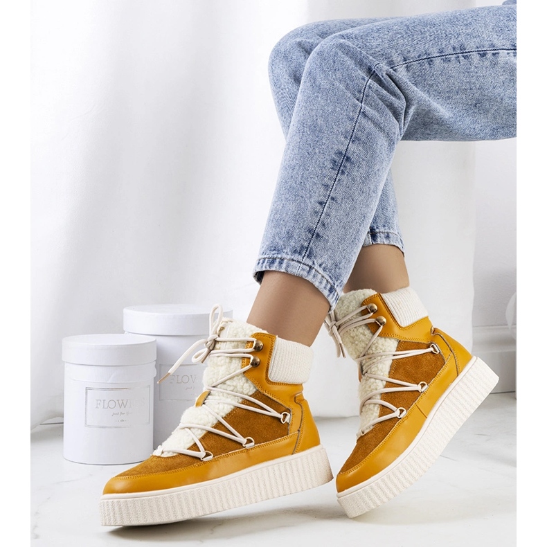 Laursenin naisten sinappisaappaat oranssi 1