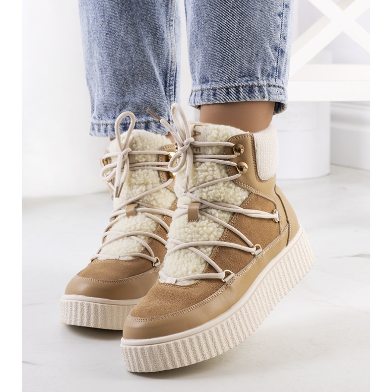 PA1 Laursenin naisten ruskeat lumisaappaat beige ekru 1