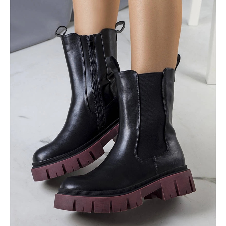 Evento Mustat saappaat, joissa violetti Kaydence-pohja 1