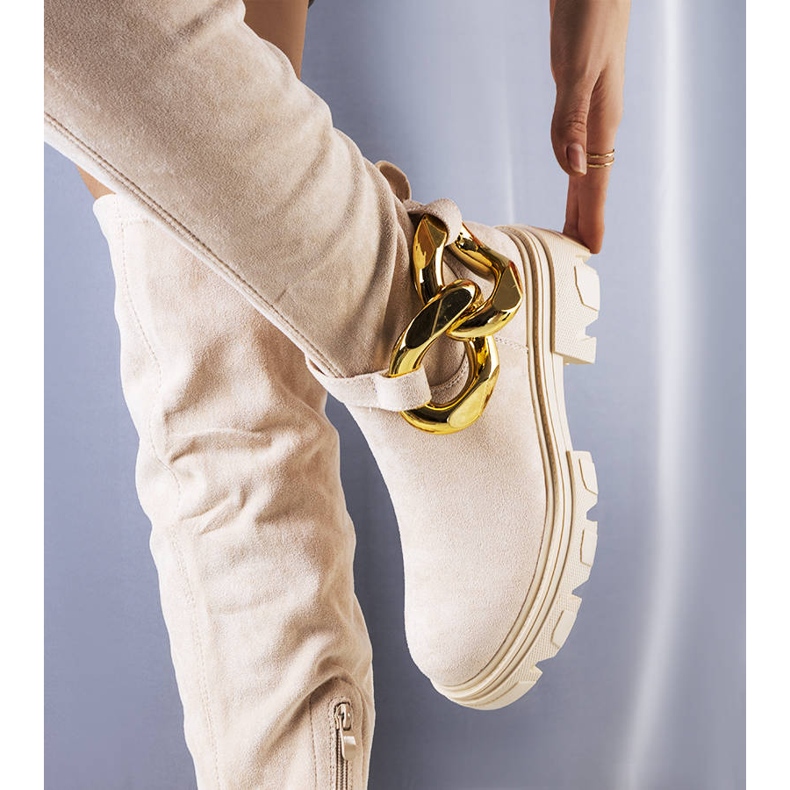 Reron beigenväriset korkeat saappaat 1