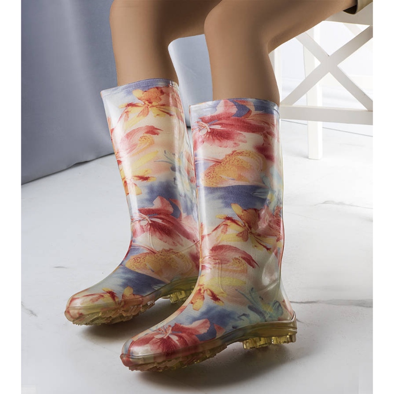 Pimenin siniset ja vaaleanpunaiset korkeat saappaat sininen 1