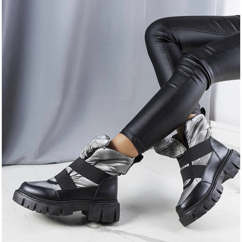 Harmaat eristetyt slip-on lumisaappaat Franciscolta musta 1