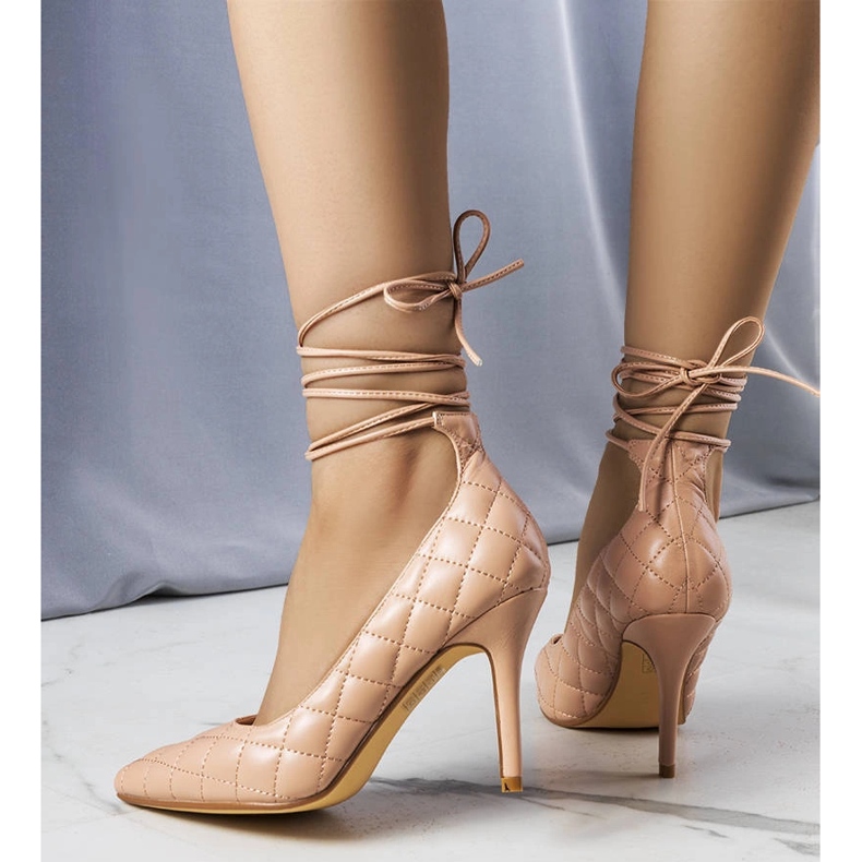 Rosien vaaleanpunaiset tikatut solmittavat korkokengät vaaleanpunainen 1