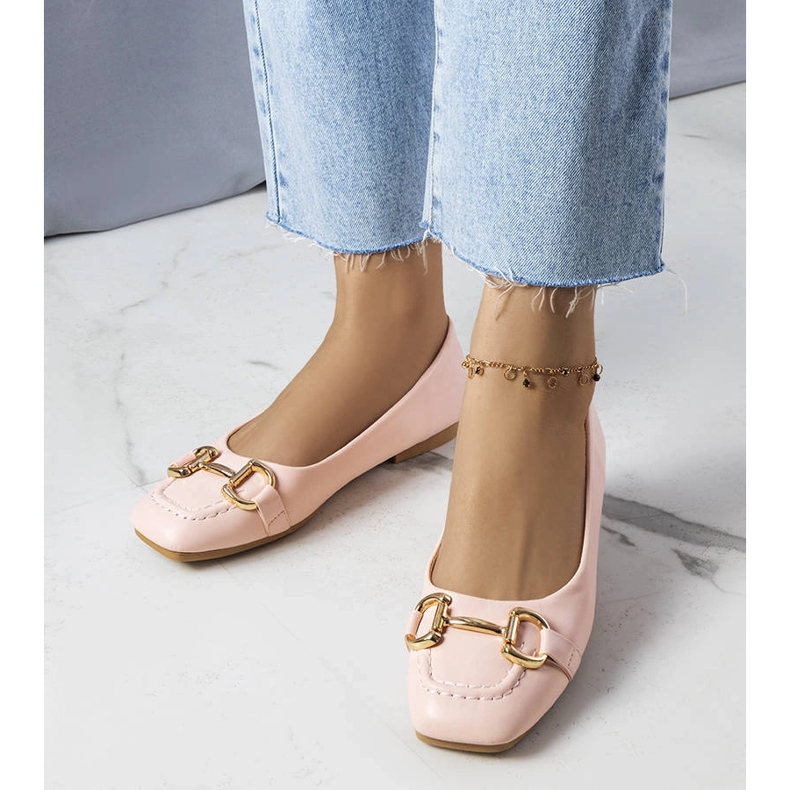 Iriksen vaaleanpunaiset balerinat kultakoristeilla vaaleanpunainen 1