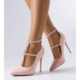 Vaaleanpunaiset korkokengät, joissa on Prunella-vyö vaaleanpunainen 1