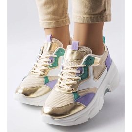 Naisten valkoiset ja kultaiset lenkkarit Séguinilta beige 1