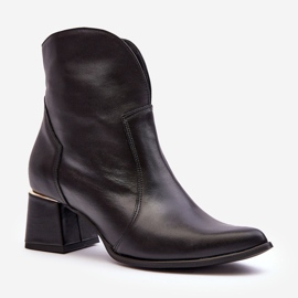 Lewski Shoes Naisten nahkaiset Cowboy-saappaat korkeakorkoisella mustalla Lewski 3166/B/2 1