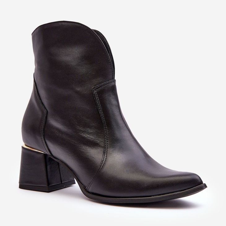 Lewski Shoes Naisten nahkaiset Cowboy-saappaat korkeakorkoisella mustalla Lewski 3166/B/2 1