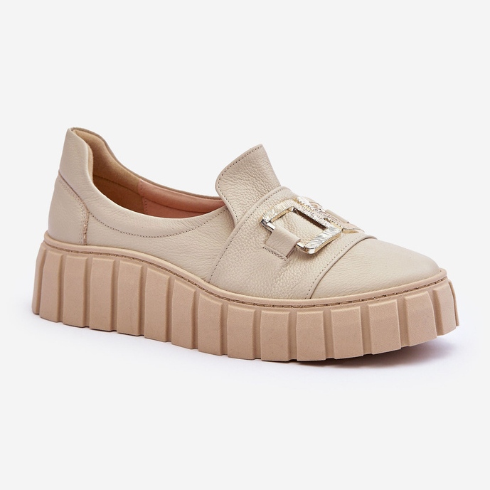 Lewski Shoes Naisten nahkakengät Platform Beige Lewski 3398 1