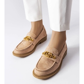 Beige-tyylikkäät loaferit Ouellet-koristeella 1