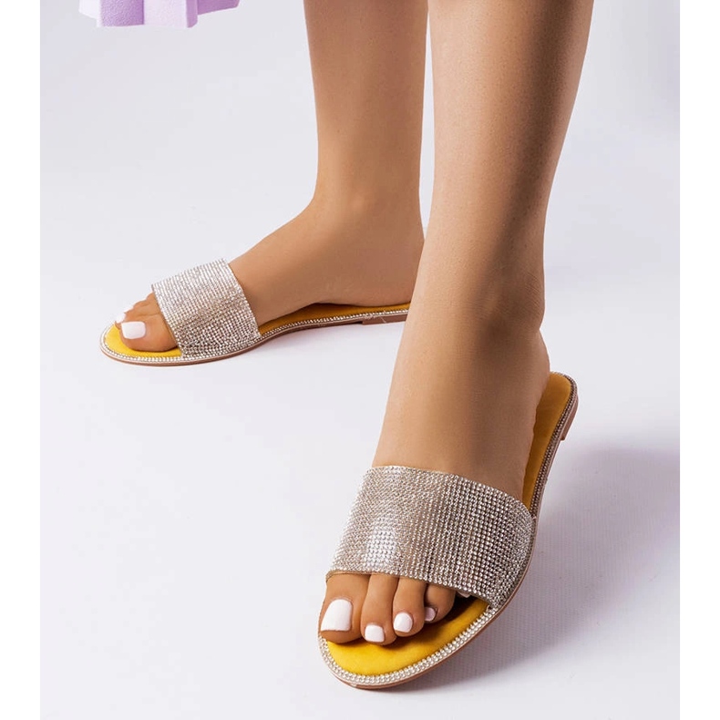 Keltaiset liukusäätimet, koristeltu Guilmette strassit keltainen 1