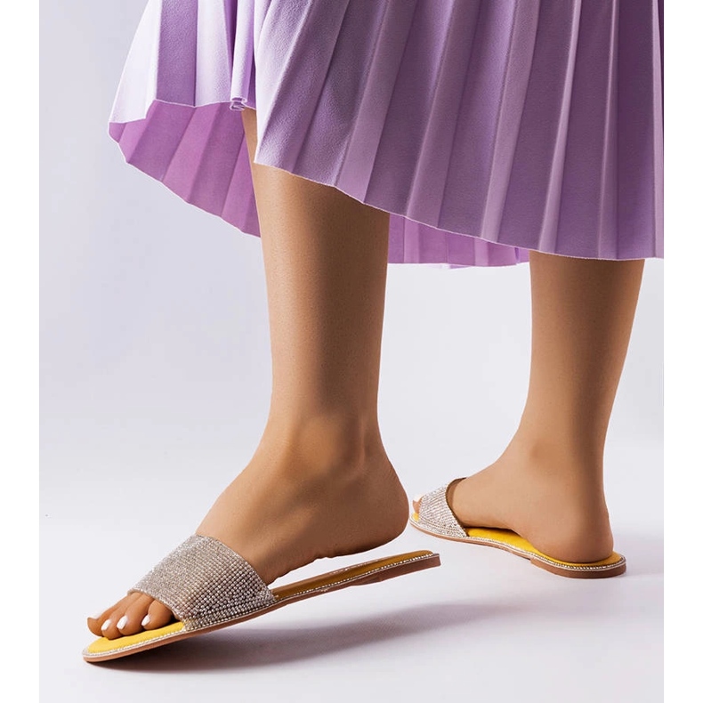 Keltaiset liukusäätimet, koristeltu Guilmette strassit keltainen 2