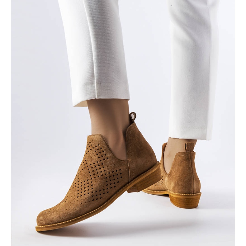 Karinon karamelliharjalliset nahkasaappaat ruskea 1