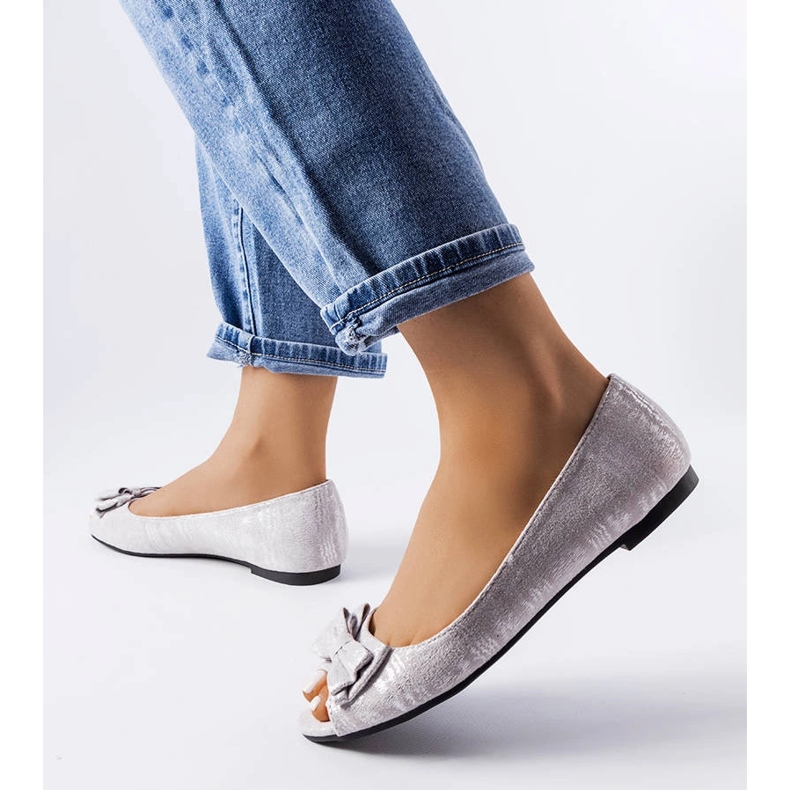 Hawkin harmaat metalliset ballerinat rusetilla 1