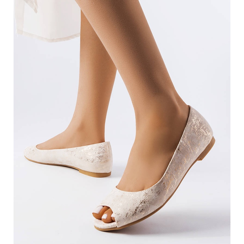 Lesagen kultaiset avokärkiset ballerinat kultainen 1