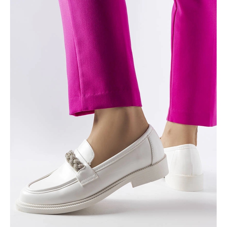 Valkoiset loaferit koristeltu Montreal strassit valkoinen 1