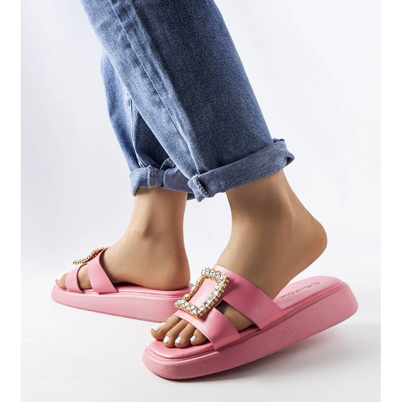 Fusbertin vaaleanpunaiset tekojalokivi liukusäätimet vaaleanpunainen 2