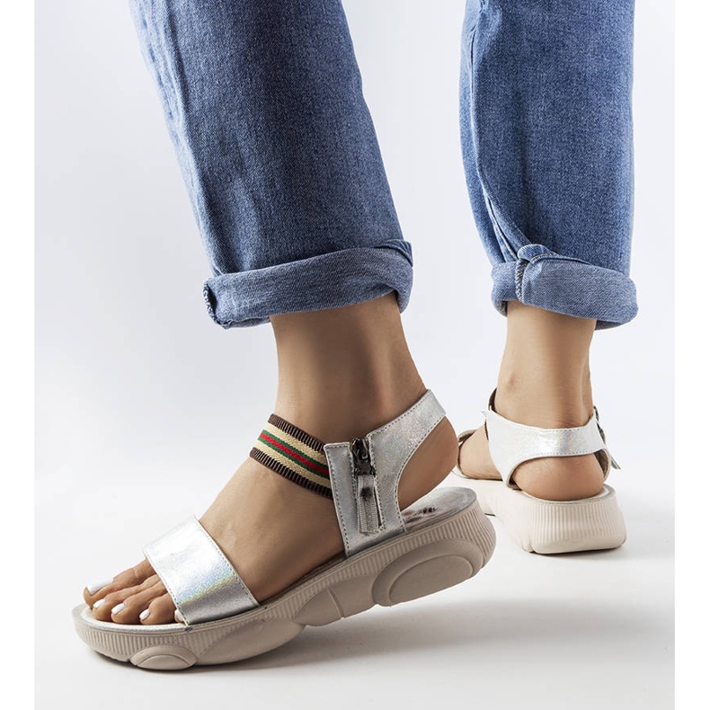 Parsipin hopeiset metalliset urheilusandaalit hopea 1