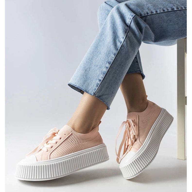 Vaaleanpunaiset kangaslenkkarit Mallus-alustalla vaaleanpunainen 1