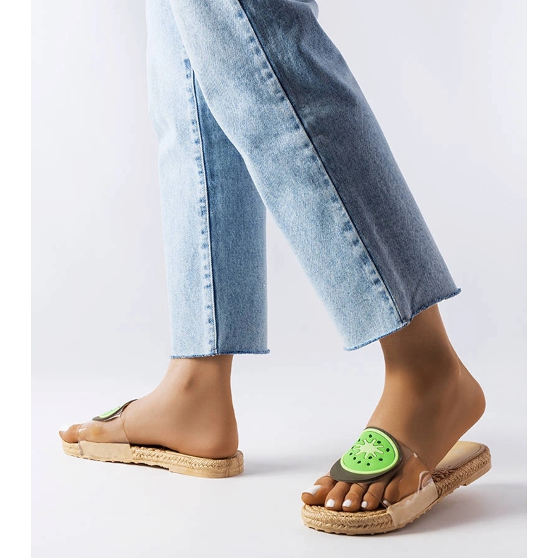 Läpinäkyvät tossut Foddie-koristeella beige 2