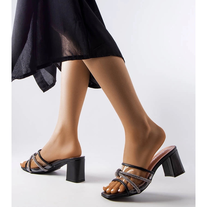 Elettian mustat elegantit liukusäätimet strassilla 1