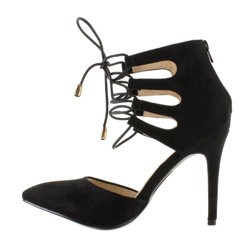 Nilkan kohdalta solmitut mokkanahkakorkokengät Mustat 1