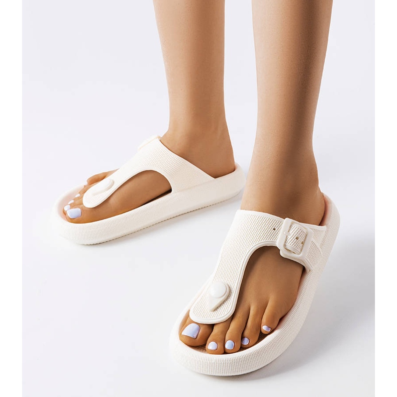 Valkoiset varvastossut Moretti-alustalla valkoinen 1