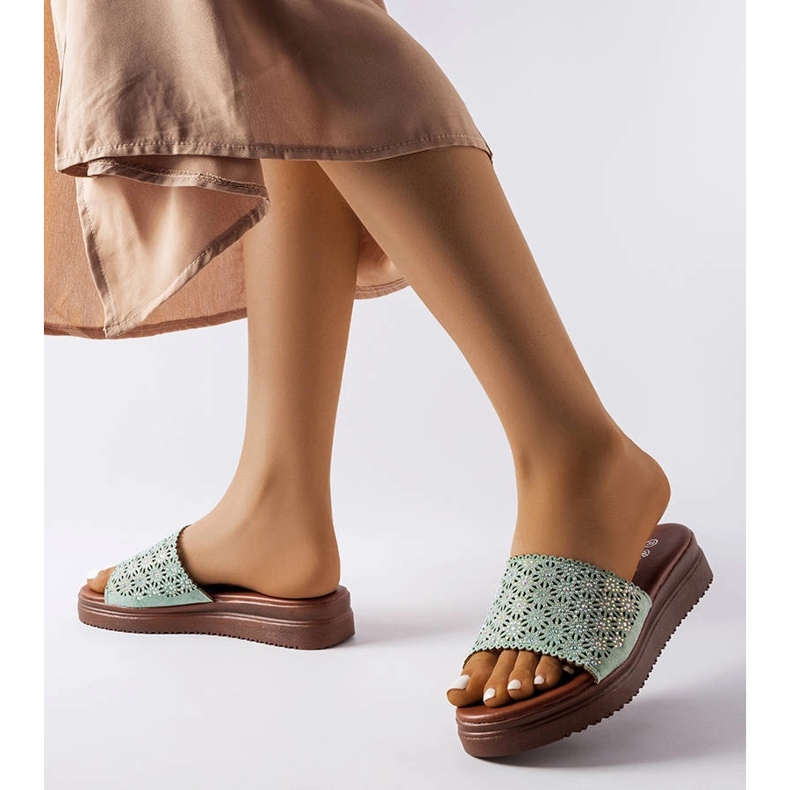 Irvinen vihreät harjakattoiset liukusäätimet zirkoneilla 2