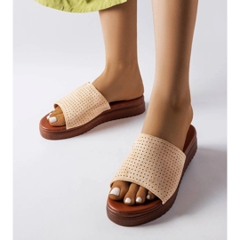 Idabelin beige liukumäki, jossa harjakattoinen päällinen 1