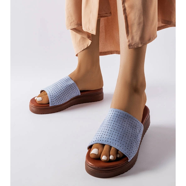 Idabelin siniset tossut harjakattoisella päällyksellä sininen 1