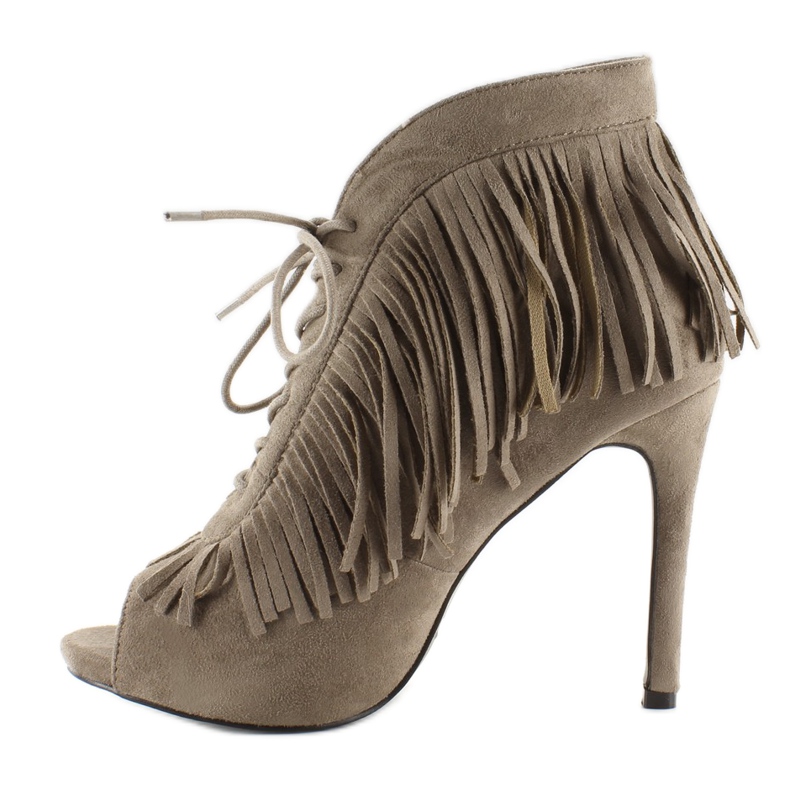 Avoimet nauhasaappaat, boho-tyylinen 11015 Khaki harmaa 1