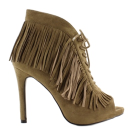 Avoimet nauhasaappaat, boho tyyli 11015 Vihreä 1