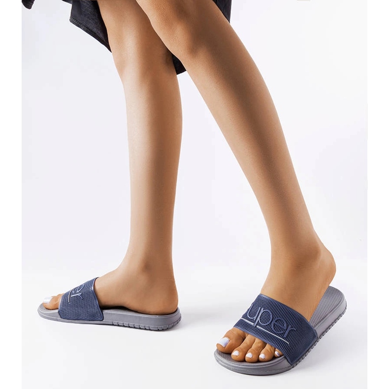 Azelio harmaat kumitossut sininen 1