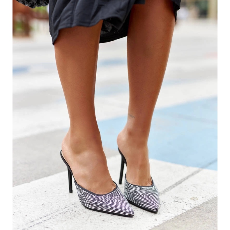 Ortensio mustat korkokengät sandaalit strassilla 1