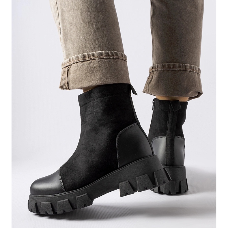 Musta eko-mokkanahka työntekijät Milo B026-17 mustalla kulutuspinnalla 1