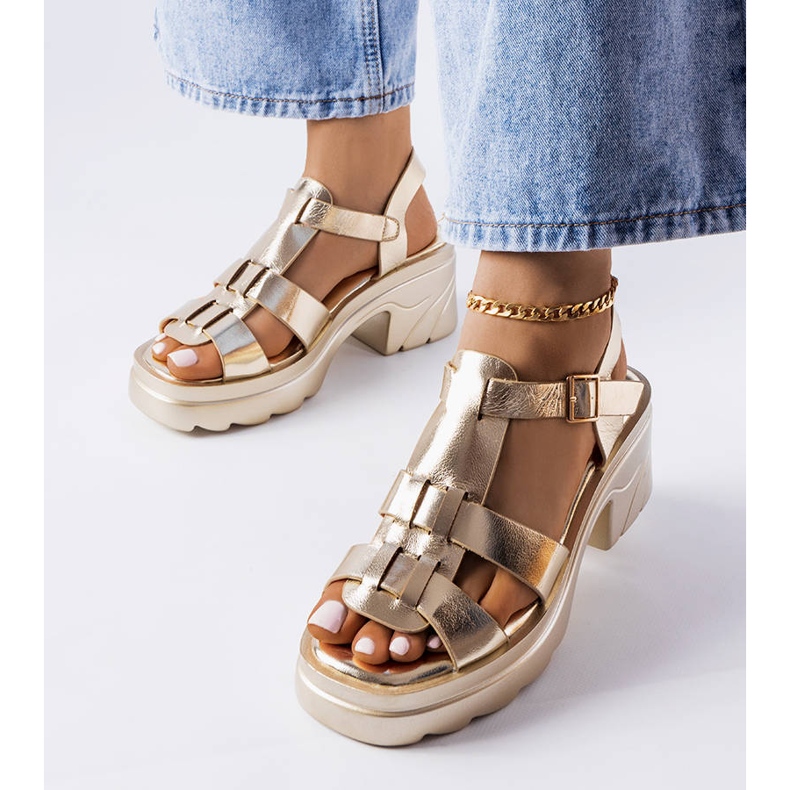 BM Sunset-kultaiset korkokengät sandaalit kultainen 1