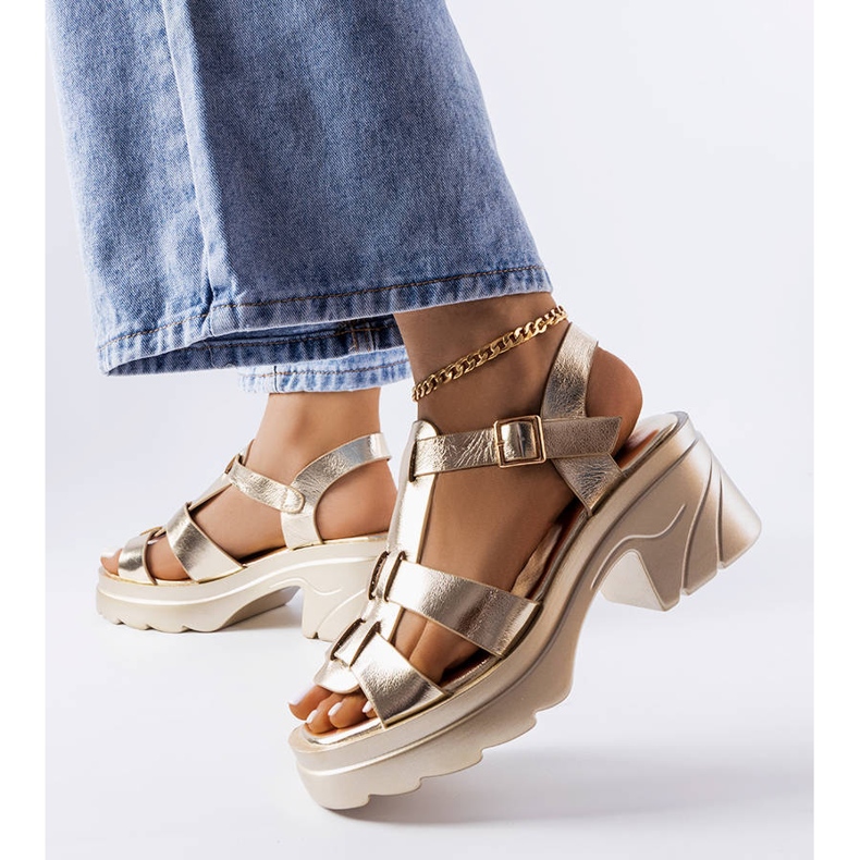 BM Sunset-kultaiset korkokengät sandaalit kultainen 2