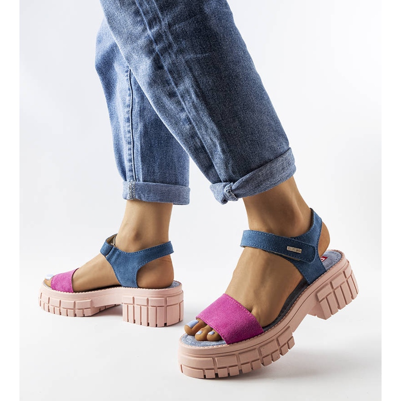 Vaaleanpunaiset ja siniset Big Star -sandaalit LL276034 vaaleanpunainen 1