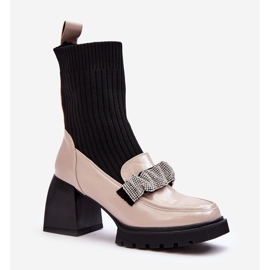 Naisten saappaat, joissa sukkakorkokengät beige S.Barski MR870-41 1