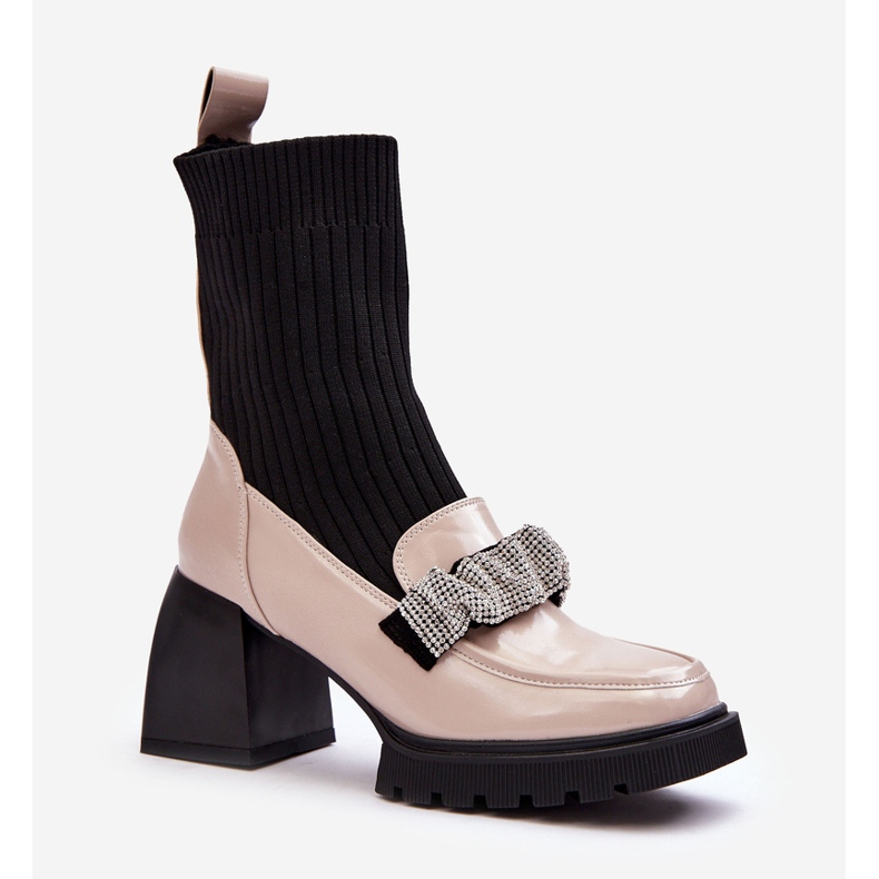 Naisten saappaat, joissa sukkakorkokengät beige S.Barski MR870-41 1