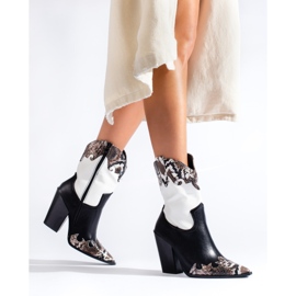 Mustavalkoiset naisten Shelovet cowboysaappaat 1