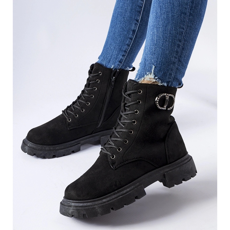 Mustat brobergin ekologiset mokkanahka saappaat zirkoneilla 1