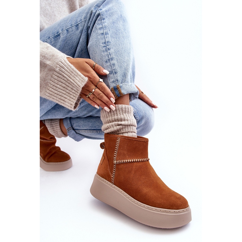 Naisten mokkanahkaiset lumisaappaat Maciejka 06257-29 ruskea 2