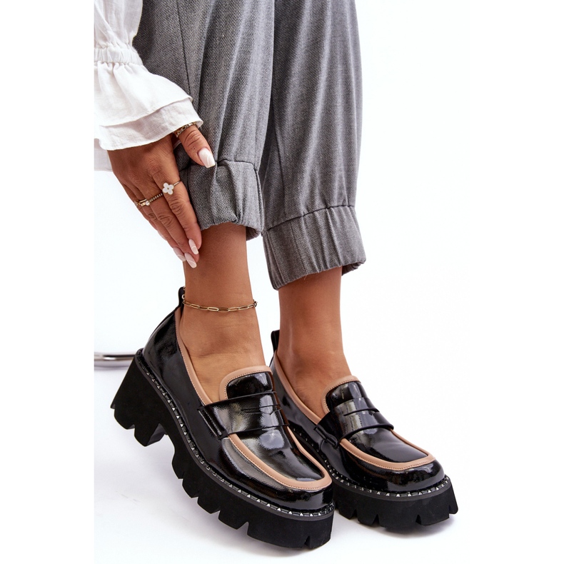 S.Barski Naisten nahkaiset mokasiinit D&amp;A MR870-32 musta 1