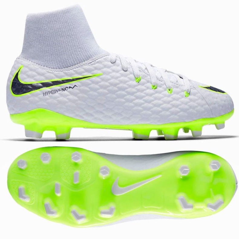 Nike Hypervenom Phantom 3 Academy Df Fg Jr AH7287-107 jalkapallokengät valkoinen valkoinen 1