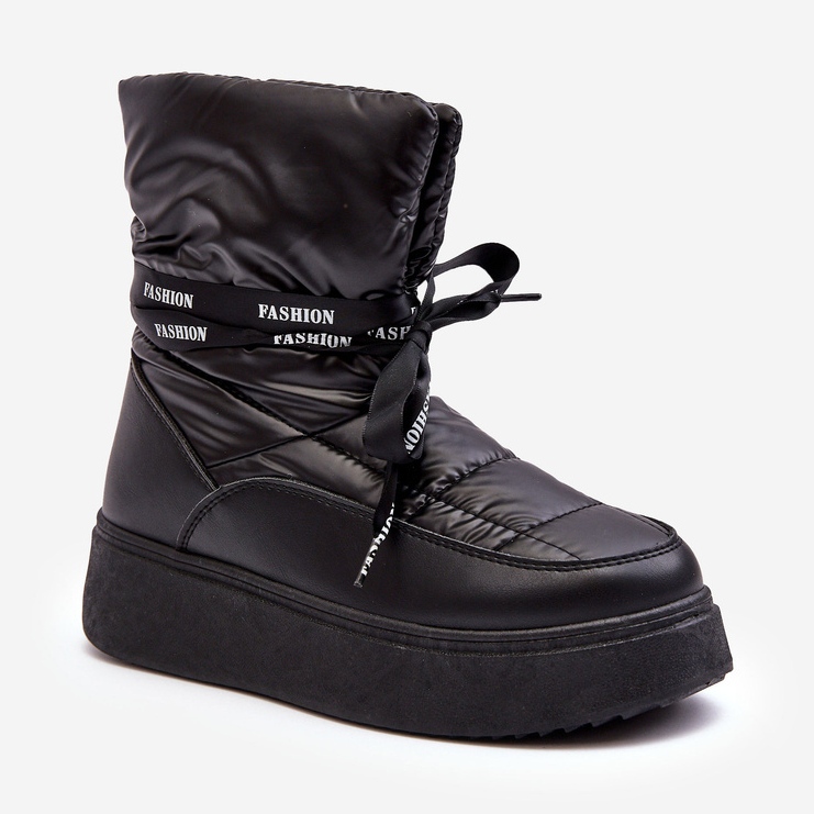 PS1 Naisten lumisaappaat koristeellisella nauhoituksella musta Siracna 1