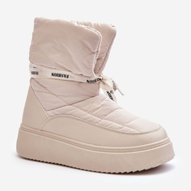 PS1 Naisten lumisaappaat koristeellisella nauhalla, vaalea beige Siracna 2